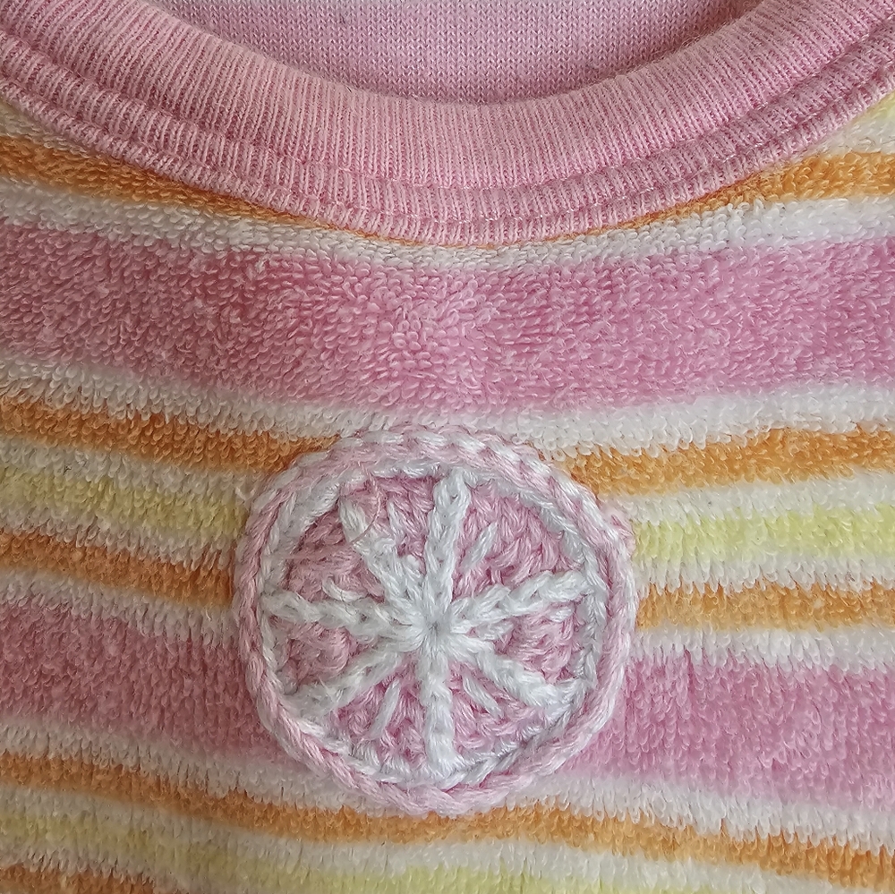 Baby Lulu terrycloth dress embroidered 4T pink yellow - Picture 3 of 4